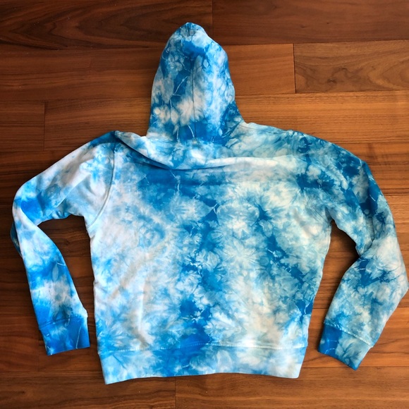 NWT Frankie’s Bikinis Aiden Hoodie in Blue Ocean Tie Dye - Picture 2 of 11